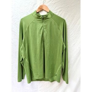 REI Co-op Mens Quarter Zip Base Layer Long Sleeve Green Pullover Hiking Top